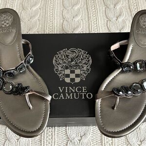 Vince Camuto Metallic Sandals with Black Accents